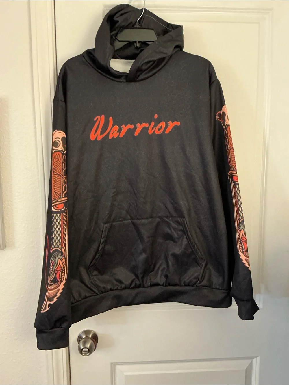 Caskey Black Graphic Hoodie Samurai Mask Theme Full Back Print Men's XL NWOT